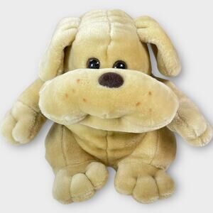 Vintage Superior Toy Tan Puppy Dog Plush Bulldog Brown Wrinkles Freckles 10"
